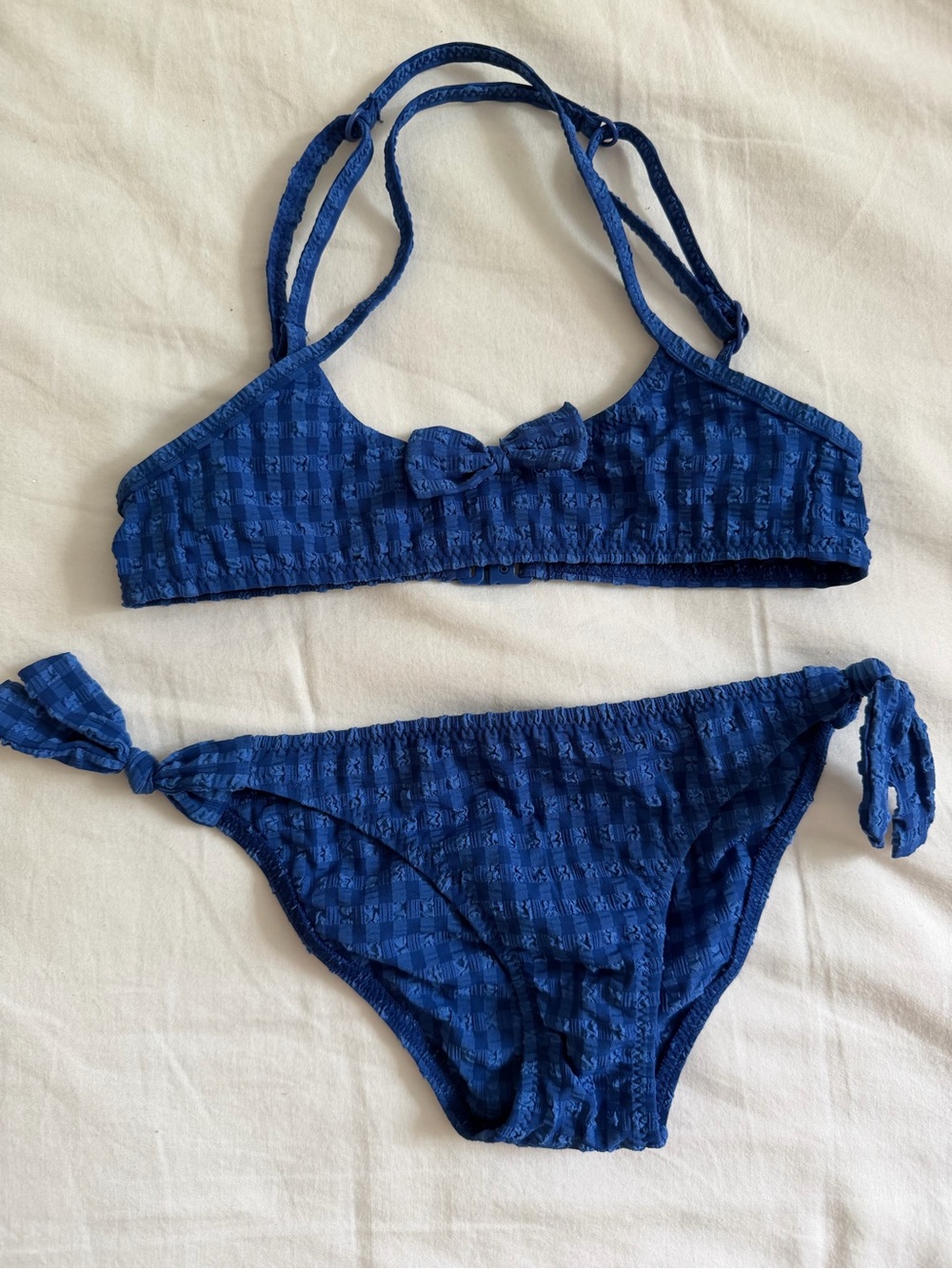 Blue Girls' Bikini Set with Bow Detail